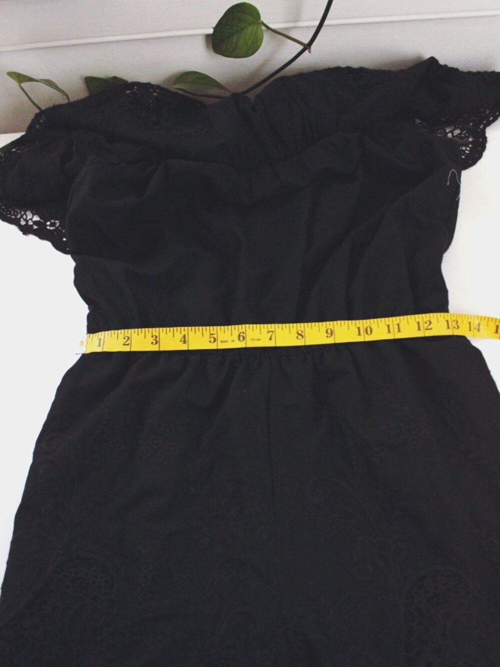 Abercrombie & Fitch Black Off-Shoulder Crochet Lace Romper Small Whimsigoth - Picture 6 of 9